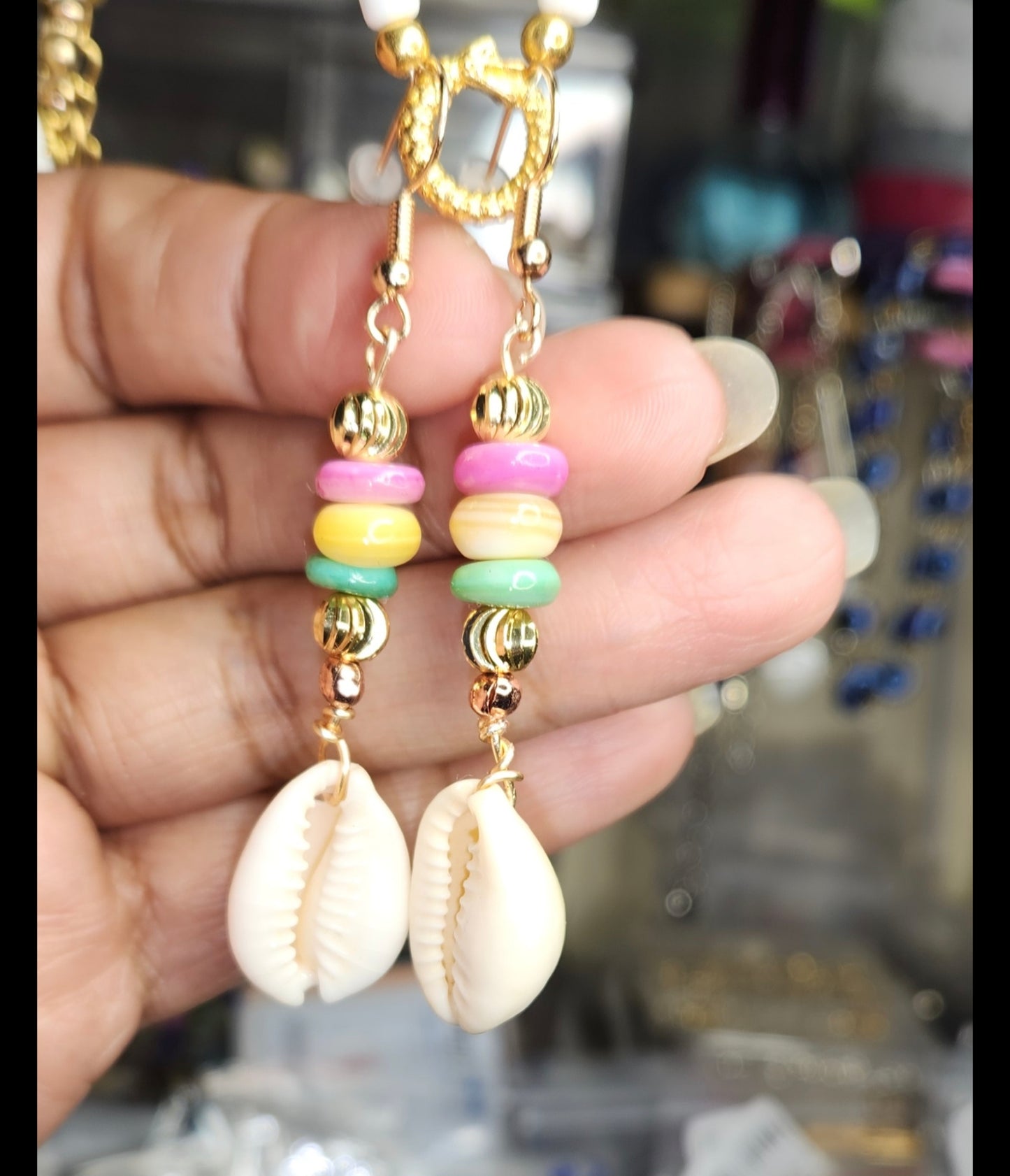 Natural shells earrings set 7.50 each or 12.00 for both