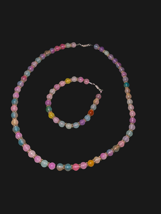 Handmade ..Multi color bead necklace set